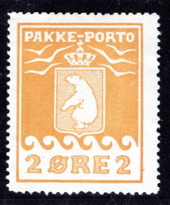Grónsko - Mi. 5 A, řz 11 1/4, balíkové, lední medvěd, žlutá 2 Öre