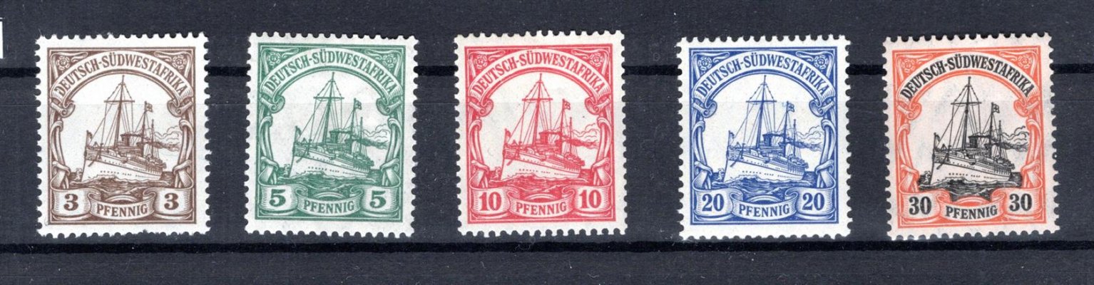 Deutsch Südwest Africa - Mi. 11 - 14, 16, výplatní, císařská jachta, svěží