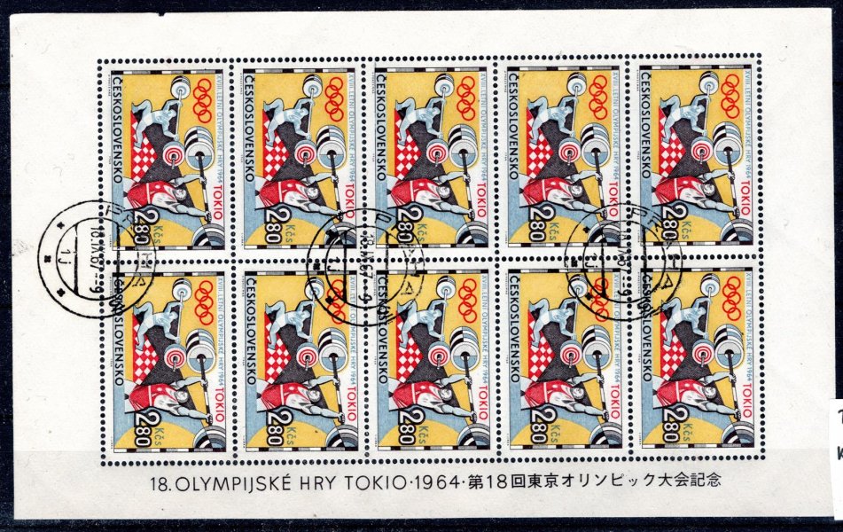 1399  PL (10), Tokio 1964, koncová a nejdražší hodnota ze serie, 2,80 Kč, kulaté razítko, katalogová cena 720,-