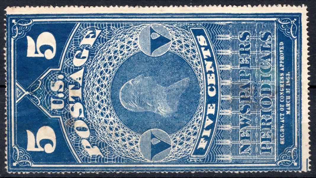 USA - Mi. Z 4 a, balíková, místy tenčí papír, 5 C, modrá