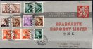 úsporný lístek Poštovní spořitelny na 30 K - plně vyplacený pestrou frankaturou známek B/M na jméno Evžen Wolker, zajímavý doklad užití poštovních známek