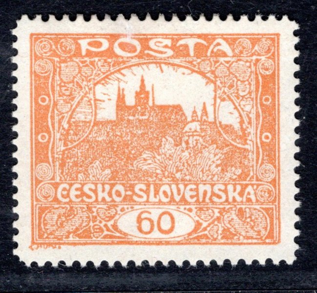 17 C 60 h žlutooranžová, neúřední, tzv. ministerské zoubkování