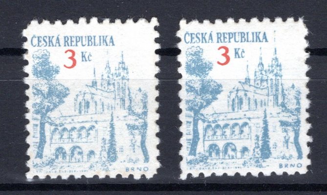 35 P a, 2 x  padělek pražský 3 Kč, rok 1995, katalog oceňzje pouze razítkovanou známku