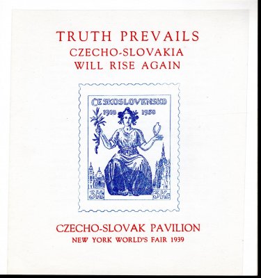 Exilový aršík Doplatní se zlatým přítiskem pro světovou výstavu New York 1939 - s origináními destičkami - řídký výskyt 