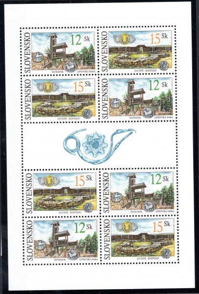231 - 2, PL (8), historické památky, DV - posun zelené barvy doprava na spodních známkách 12 Sk, hledané a vzácné, mimořádná nabídka