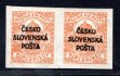 RV 157, Šrobárův přetisk, 2. náklad, novinová dvoupáska, 2 f oranžová, zk. Gi