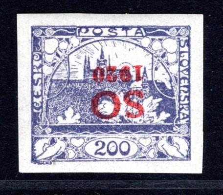 SO 19a) fialovo modrá - krásný odstín podkladové známky s převráceným přetisk karmínovým - zk. Vrba 