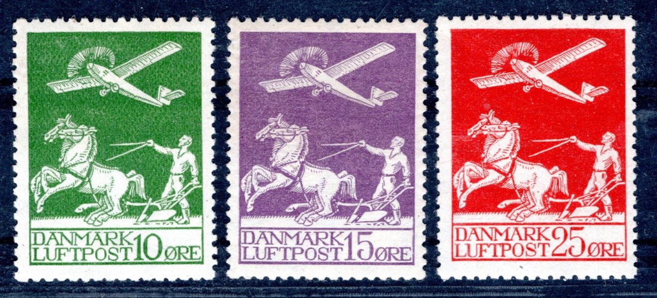 Dánsko - Mi. 143 - 5, letecká serie, kat. 200,-, hledaná řada