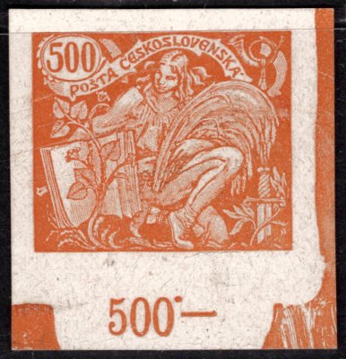 168 N ZT, HaV, papír křídový, krajový kus s počítadlem a s částečně neopracovanou deskou, oranžovočervená 500h, ZP 100, dekorativní