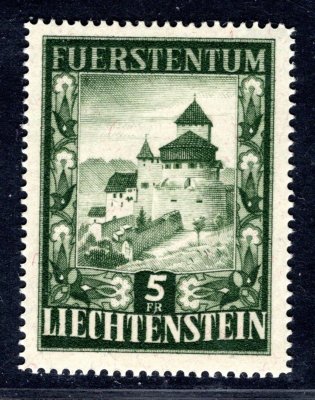 Lichtenstein - Mi. 309, zámek Vaduz, 5 Fr zelená