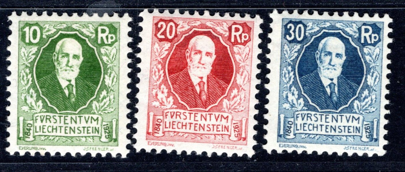 Lichtenstein - Mi. 72 - 4, narozeniny knížete Johanna II, kat. 260 Eu