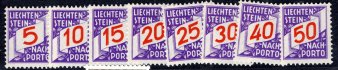 Lichtenstein - Mi. P 13 - 20, doplatní svěží řada, kat. 140 Eu