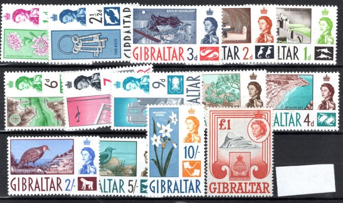 Gibraltar - SG 160/73, Alžběta, kompletní výplatní řada