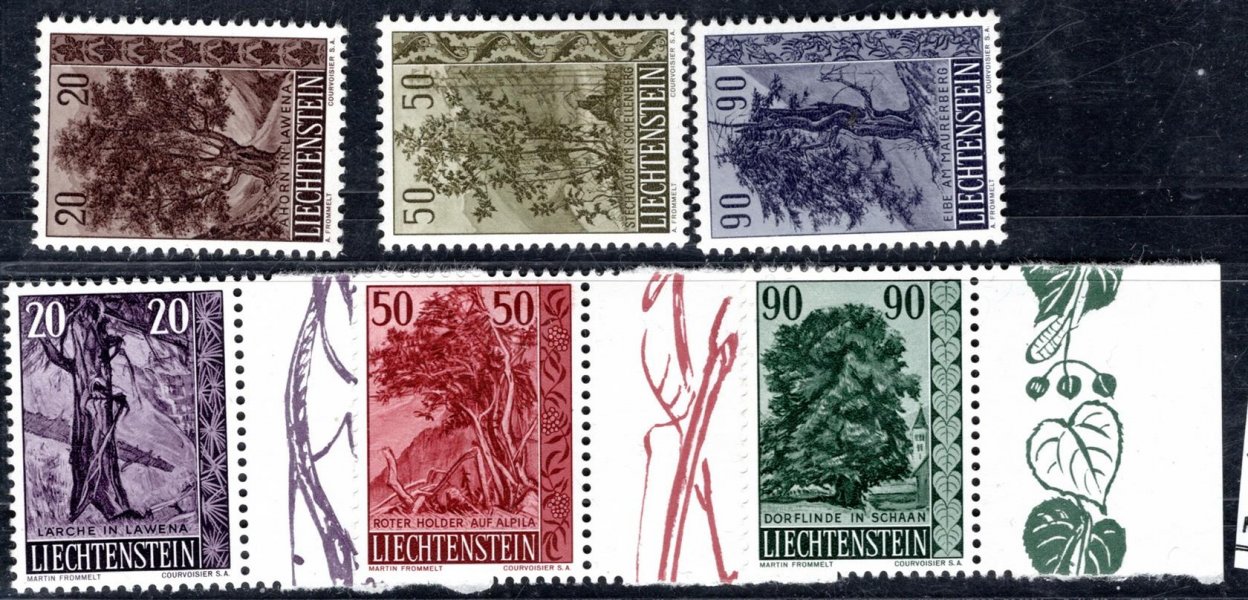 Lichtenstein - Mi. 371 - , 377 - 9, stromy, svěží  řady