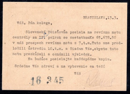 CDV 4/21, dofrankovaná Sy č. 55, zaslaná Ex z Bratislavy - modré příležitostné razítko 14/III/45 do Bánské bystrice, hezké