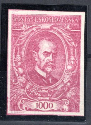 142 ZT, TGM, 1000 h, menší obraz, 22 x 30,5 mm ze soutisku, v barvě vínově červené, zk. Ka