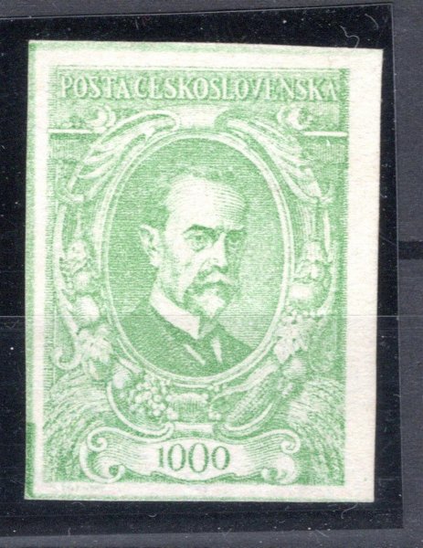 142 ZT, TGM, 1000 h, menší obraz, 22 x 30,5 mm ze soutisku, v barvě světle hráškově zelené, zk. Ka