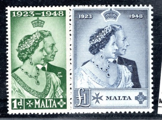 Malta - Mi. 214 - 15, Alžběta, stříbrná svatba