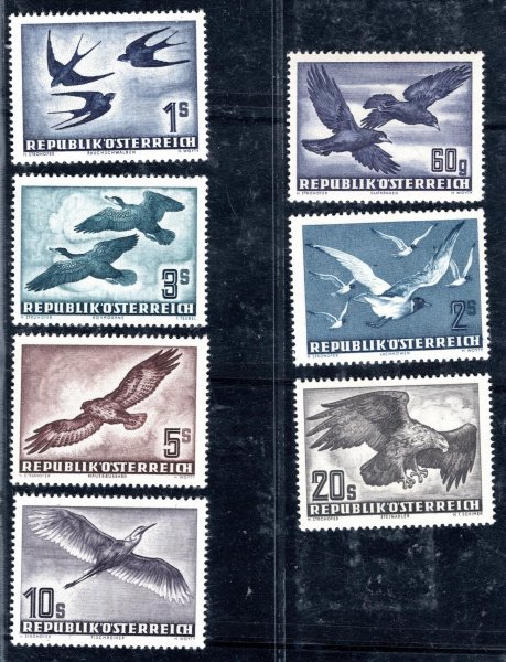 Rakousko - Mi. 955 - 6, 968, 984 - 7, ptáci, kompletní svěží serie, kat. 330,-