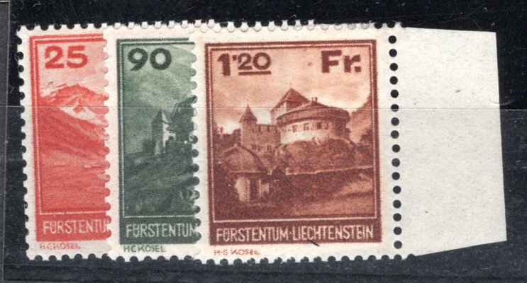 Lichtenstein - Mi. 119 - 21, krajiny a budovy, hledaná řada