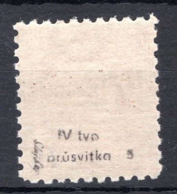 199 y, typ IV,  s pruhy , P 5, TGM, 1 Kč červená, zk. Stu