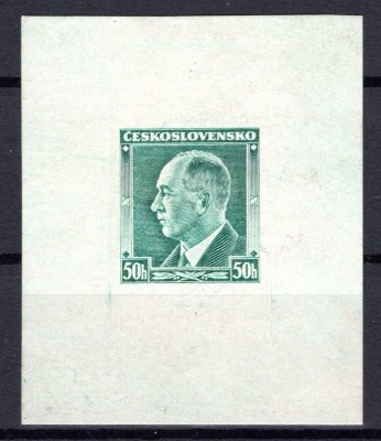 314, Beneš, rytina v světle zelené  barvě na lístku papíru