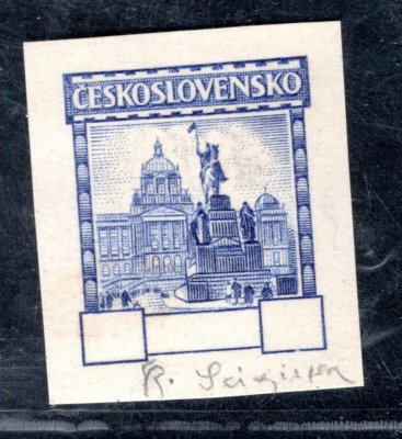 223  Praha, prázdné hodnotové štítky, otisk rytiny  v barvě modré, zk. Vr, hledané