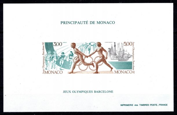Monako - Mi. Bl. 2014 , nezoubkovaný aršík, olympiáda Barcelona 92, hledané