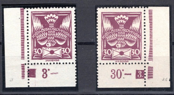 150 A, levý a pravý dolní rohový kus s DZ  3-26 , fialová 30 h