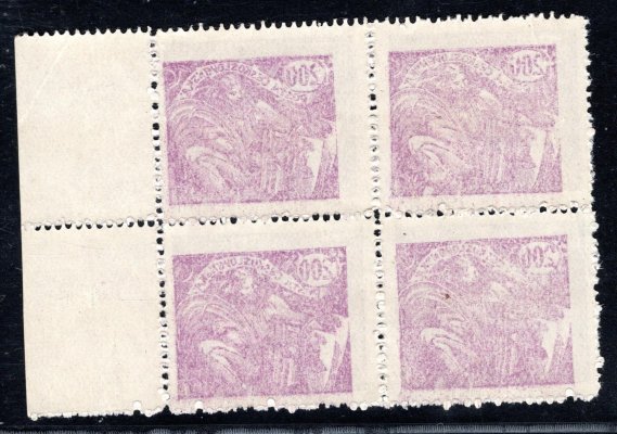 165 A ; 4 - blok ;  200h fialová s  obtiskem - krajový