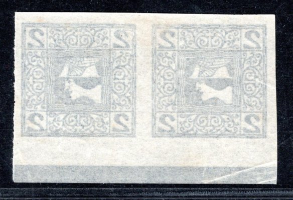 157 y  Michel - 2 h novinová - tenký papír - Modrý merkur dvoupáska vodorovná krajová s ochranou lištou 