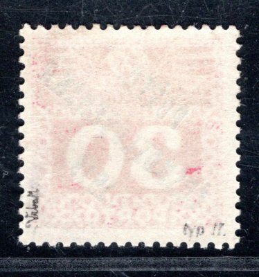 70, typ II, doplatní velká čísla, 30 h červená, známka s původním lepem s neznatelnou stopou po odstraněné nálepce, zk. Vr a atest Vrba