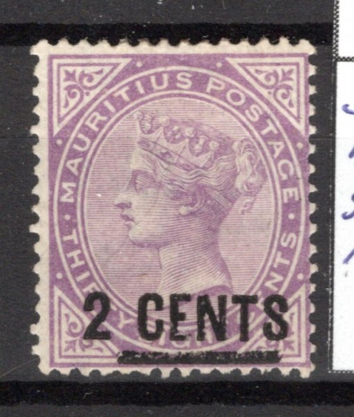 Mauritius - Mi. 66 (SG 116), Viktorie, přetisk 2 C, kat. 160,- Liber s částí lepu