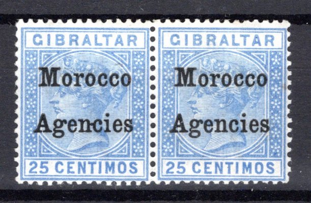 Britská pošta, přetis Morocco - SG 4, dvoupáska - na spojené NC , kat. 200 Liber