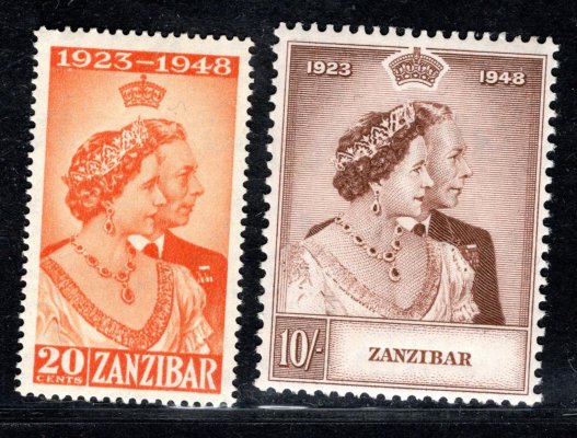 Zanzibar - SG. 333 - 4, Alžběta, stříbrná svatba 1948