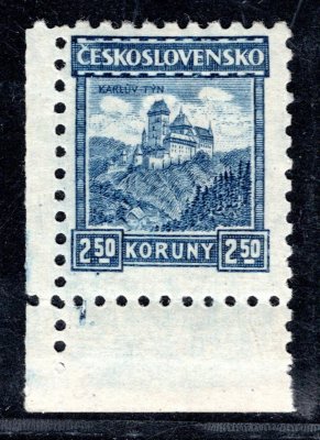 215, P 8, Karlštejn, rohový kus s DČ 1, modrá 2,50 Kč, zk. Gi