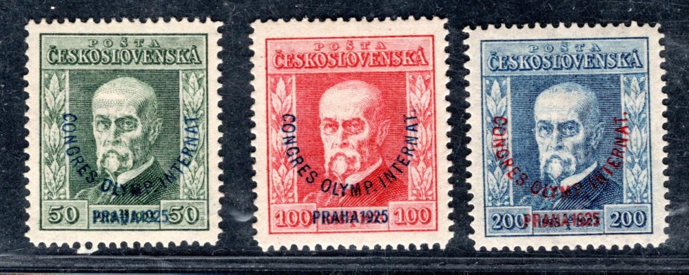 180 - 182   P6 ; Masaryk s přetiskem Congres - všechny známky průsvitka P 6- zkoušeno  