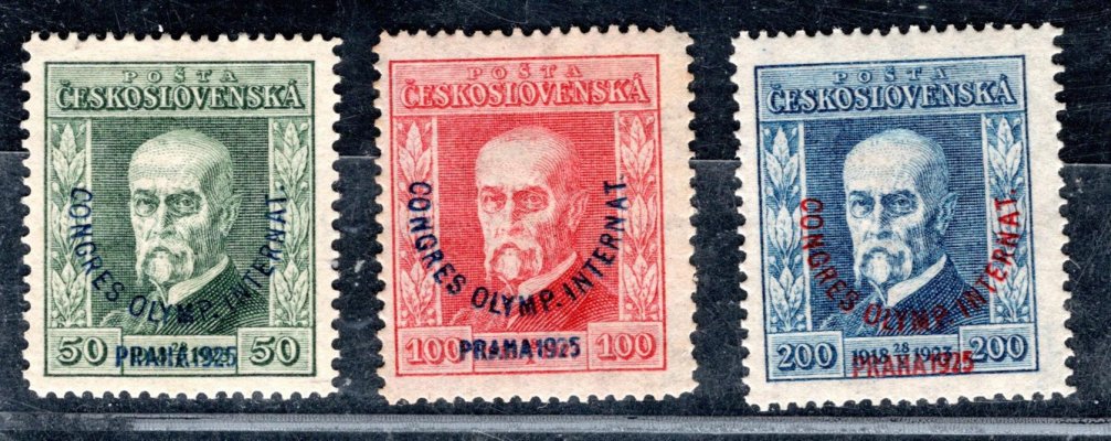 180 - 182   P7 ; Masaryk s přetiskem Congres - všechny známky průsvitka P 7- zkoušeno 