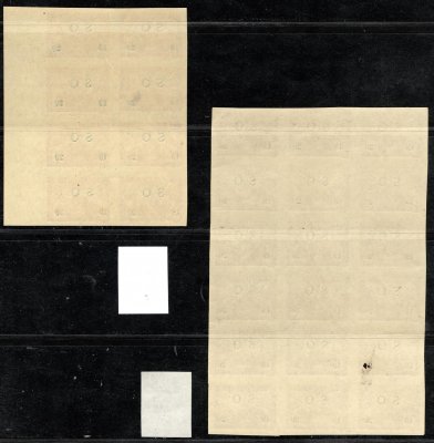 SO 26 a 26 a,  přetisk modrý 8 mi blok, krajový, na ZP 50 je IV. typ,  26 a  - 18 ti blok, spojené typy ve sloupcích II,II,I, spěšné 2 h, velmi zajímavé