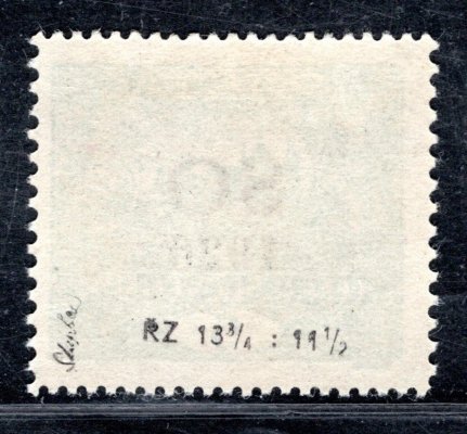 SO 3  , typ II, přetisk na známce 4 F (13 3/4:11 1/2),  modrozelená 5 h, zk. Stu, vzácná známka