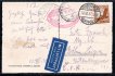 Zeppelin - fahrt 1938, pohlednice  vzducholodí nad Fridrichshafenem adresovaná do ČR., červený zeppelinový kašet, letecké Frichrishafen, tranzitní Norimberk, příchozí Česká Lípa
