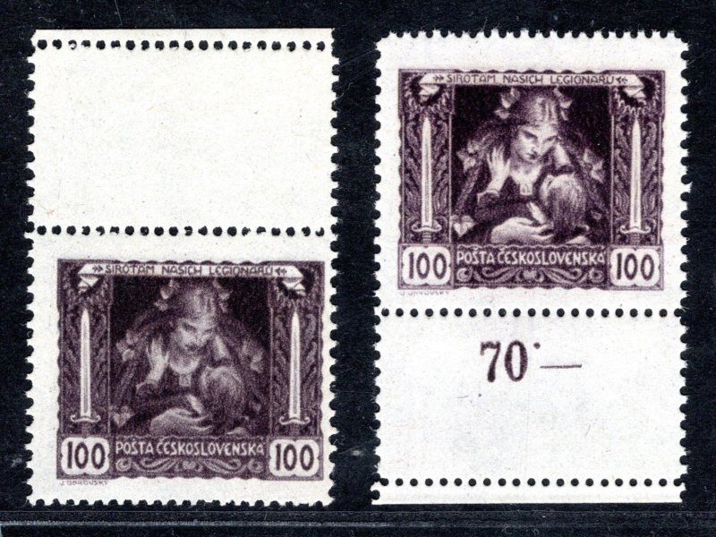 31 B ; 100h fialová dva krajové kusy s dvojitou perforací 