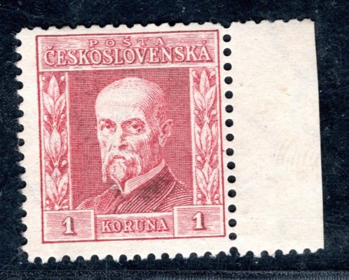 194, P 7, typ II, TGM 1 Kč červená, krajová, zk Vr, nejvzácnější průsvitka, hledaná