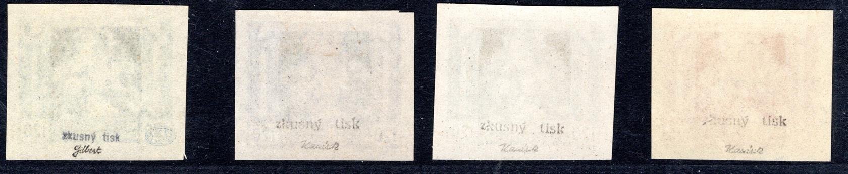 32 ZT ; 4 x zkusmý tisk - ( fialový odstín nálepka, jinak vše xx )  ; zk. Karásek/ Gilbert 