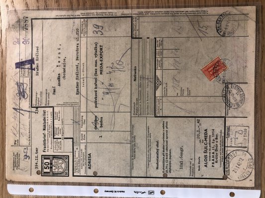 kompletní nákladní list s natištěnou kolkovou známkou + otranžová známka povoznické služby, razítko Hradec Králové, zajímavé