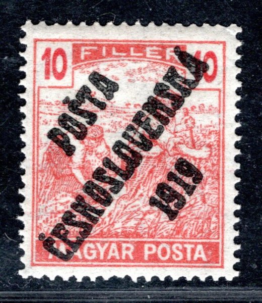 105a, typ IV, ženci, červená 10 f (MAGYAR)