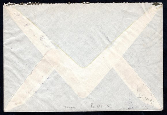 Dopis - trojblok 6 H koruna a 2 H spěšná ve funkci výplatní DR PRAHA 1 30.10.1918 - správný tarif, vzácná kombinace, nešetrně otevřeno 