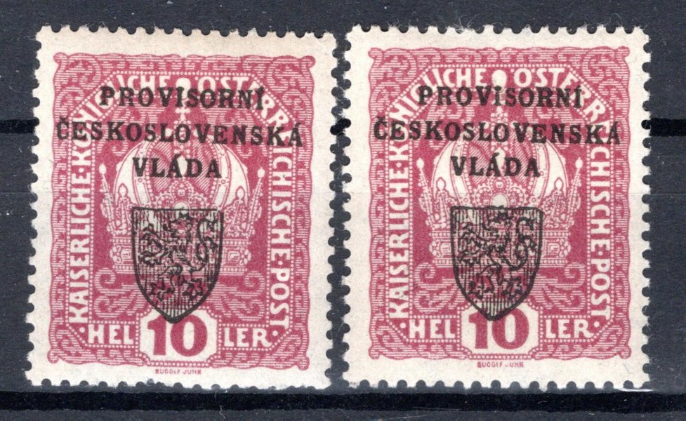 RV 4,  I. Pražský přetisk, koruna, typ I+II, fialová 10 h