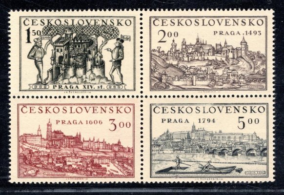 558 / 561 Soutisk ;  -1, 50 - 3 koruny Praga - obtisk  u známky 3 kčs slabý 