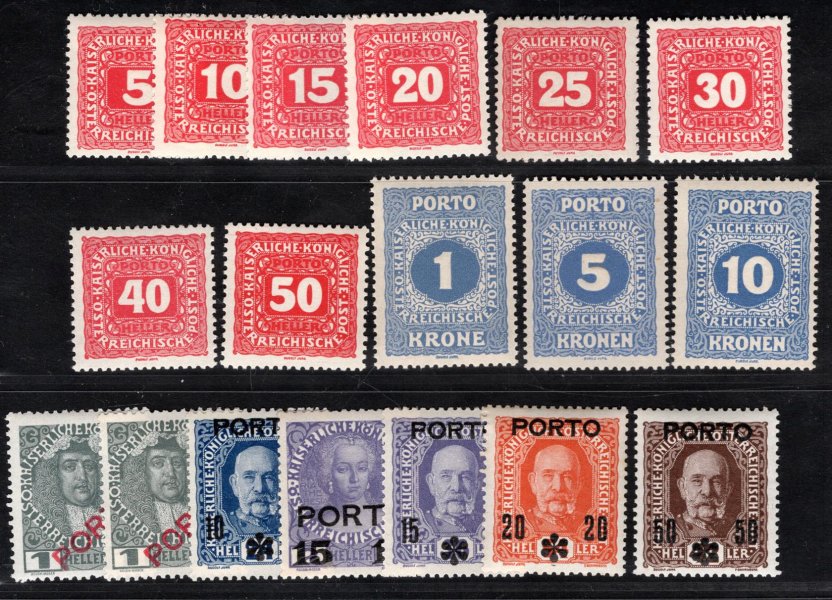 P 47 - P 57 ; Kompletní série doplatních známek pofis 72 - 82 + Porto série včetně úzkého O 
